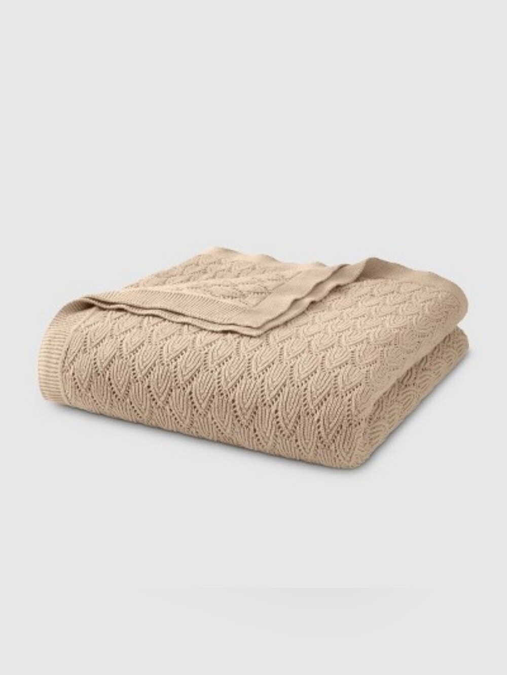 Jeremiah Brent Home Pointelle Throw Blanket Sand